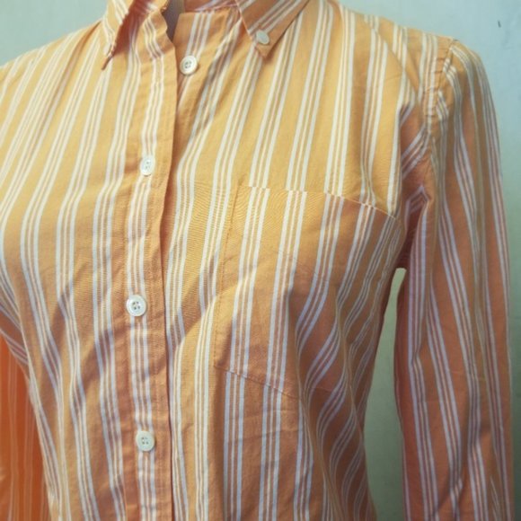 J.Crew orange striped button down size XS (P25) - Picture 5 of 8